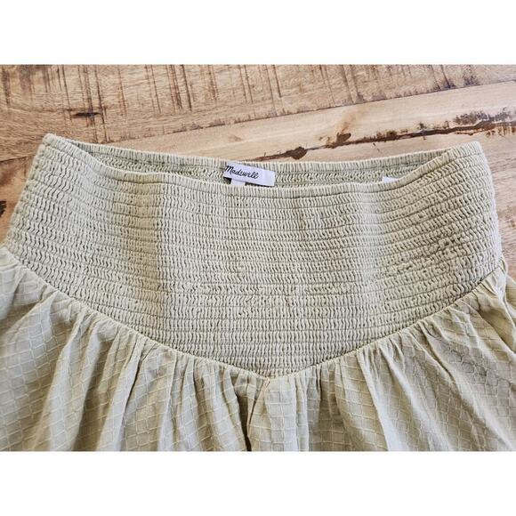 Madewell Dobby Smocked Soft Green Mini Skirt Women's Size M NWT - Picture 3 of 7